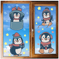 8 Sheets 8 Styles PVC Waterproof Wall Stickers, Self-Adhesive Decals, for Window or Stairway Home Decoration, Rectangle, Penguin, 200x145mm, about 1 sheets/style(DIY-WH0345-107)