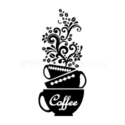 PVC Wall Stickers, for Home Living Room Bedroom Decoration, Black, Coffee Pattern, 690x320mm(DIY-WH0377-173)