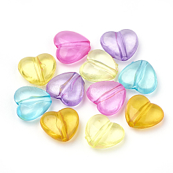 Transparent Acrylic Beads, Heart, Mixed Color, 11.5x12.5x5mm, Hole: 1.5mm(X-MACR-S296-28)