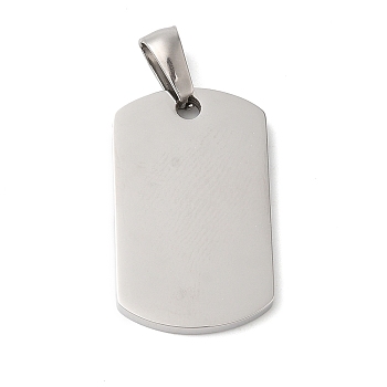 304 Stainless Steel Pendants, Rectangle Charm, Stainless Steel Color, 25x15x2mm, Hole: 7.5x3.5mm