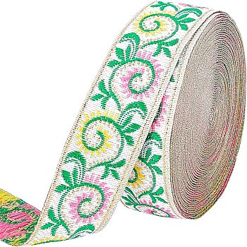 Polyester Grosgrain Ribbon, Single Face, Green Yellow, 1 inch(25mm), 7m/roll