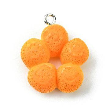 Opaque Resin Imitation Food Pendants, Bread Charms, with Platinum Tone Iron Loops, Flower, 22.6x20.5x8mm, Hole: 1.8mm