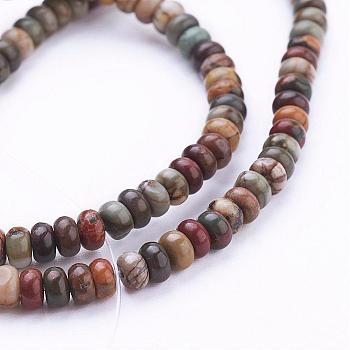 Natural Picasso Stone/Picasso Jasper Beads Strands, Rondelle, 4.5x2mm, Hole: 1mm, about 190pcs/strand, 15.1 inch(38.5cm)