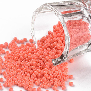 11/0 Grade A Baking Paint Glass Seed Beads, Round, Light Coral, 2.3x1.5mm, Hole: 1mm, about 5300pcs/50g