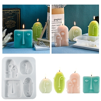 DIY Silicone Statue Candle Molds, for Candle Making, Abstract Face, Clear, 210x170x23.5mm