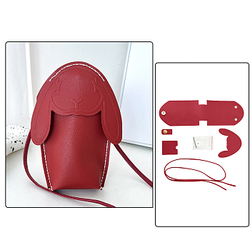 Rabbit DIY PU Leather Phone Bag Making Kits, FireBrick, 18.5x14x5.5cm