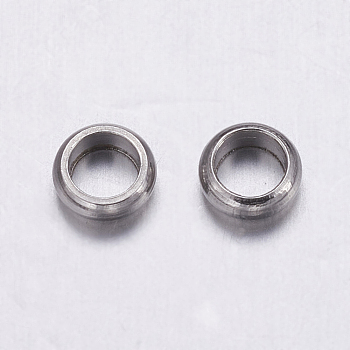 304 Stainless Steel Beads, Rondelle, Stainless Steel Color, 4.5x1.5mm, Hole: 3mm