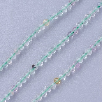 Natural Fluorite Beads Strands, Faceted, Round, 3~3.5mm, Hole: 0.5mm, about 115~130pcs/strand, 14.5~16.1 inch(37~41cm)