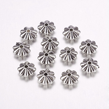 CCB Plastic Beads, Flower, Antique Silver, 7.4x4mm, Hole: 1.2mm