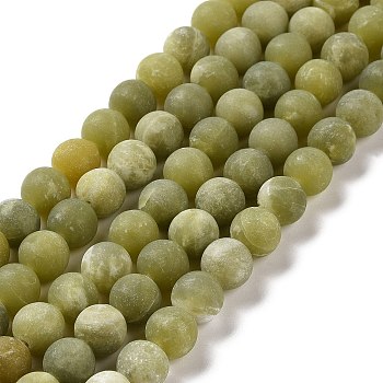 Round Frosted Natural TaiWan Jade Bead Strands, 10mm, Hole: 1mm, about 38pcs/strand, 15.5 inch