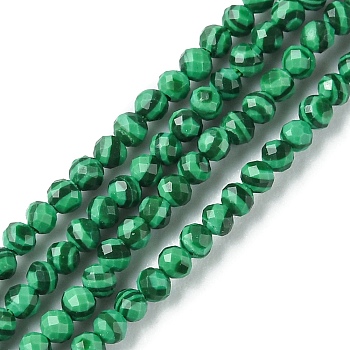 Synthetic Malachite Beads Strands, Faceted, Round, 3mm, Hole: 0.8mm, about 131pcs/strand, 14.96 inch(38cm)