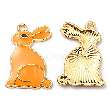 Golden Orange Rabbit Alloy+Enamel Pendants