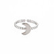304 Stainless Steel Moon Open Cuff Ring for Women(RJEW-S405-224P)-1