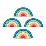 Handmade Polymer Clay Cabochons, Half Round/Semi Circle, Cadet Blue, 21.5x41.5~43x3.5~4mm(CLAY-N010-030-03)