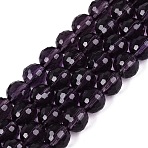 Transparent Glass Bead Strands, Faceted(96 Facets), Round, Dark Violet, 8mm, Hole: 1mm, about 68~70pcs/strand, 20.47~21.06 inch(52~53.5cm)(GLAA-R095-8mm-40)