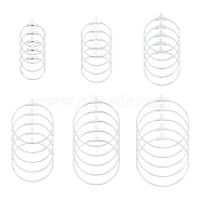 304 Stainless Steel Pendants, Hoop Earring Findings, Ring, Silver, 21 Gauge, 23.5~49x21~45x1.5~1.8mm, Hole: 1mm, Inner Size: 20~44mm, Pin: 0.7mm, 36pcs/box(STAS-UN0017-05S)