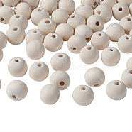 Unfinished Wood Beads, Natural Wooden Loose Beads Spacer Beads, Lead Free, Round, Moccasin, 14mm, Hole: 3.5mm(X-WOOD-S651-14mm-LF)