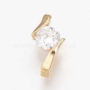 Brass Cubic Zirconia Charms, Nickel Free, Real 18K Gold Plated, 13x7x4mm, Hole: 1x4mm(ZIRC-R015-110G)