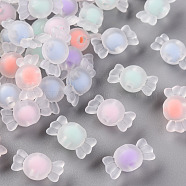 Transparent Acrylic Beads, Frosted, Bead in Bead, Candy, Mixed Color, 9x17x8.5mm, Hole: 2mm, about 960pcs/500g(TACR-S152-03C)