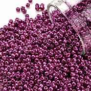 TOHO Round Seed Beads, Japanese Seed Beads, (563) Hot Pink Metallic, 11/0, 2.2mm, Hole: 0.8mm, about 5555pcs/50g(SEED-XTR11-0563)