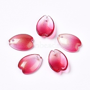 Two Tone Handmade Lampwork Pendants, for Jewelry Making, Petal, Fuchsia, 15.5x11.5x4mm, Hole: 1.2mm(LAMP-WH0001-02A)