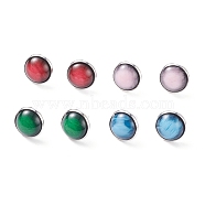 Plain Dome/Half Round Resin Stud Earrings for Women, Mixed Color, 16.5x13.5mm, Pin: 0.7mm(EJEW-JE04799)