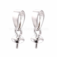 Anti-Tarnish Rhodium Plated 925 Sterling Silver Snap on Bails, Platinum, 7x4mm, Hole: 5x2.8mm, Pin: 0.5mm(STER-N016-21P)