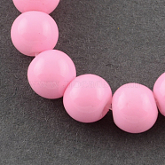 Painted Glass Bead Strands, Baking Paint, Round, Pearl Pink, 10mm, Hole: 1.3~1.6mm, about 80pcs/strand, 31.4 inch(DGLA-S071-10mm-37)