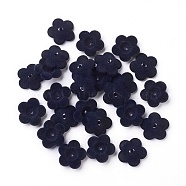 Flocky Acrylic Bead Caps, 5-Petal, Flower, Prussian Blue, 24x6.5mm, Hole: 2.5mm(X-OACR-I001-A08)