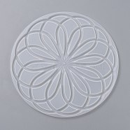 DIY Coaster Silicone Molds, Resin Casting Molds, For DIY UV Resin, Epoxy Resin Craft Making, Round with Mandala Pattern, White, 203x6mm, Inner Diameter: 197mm(X-DIY-Z005-03)