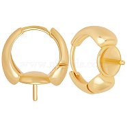 10Pcs Brass Hoop Earring Findings, for Half Drilled Bead, Ring, Cadmium Free & Nickel Free & Lead Free, Golden, 16x14x6.5mm, Pin: 1mm and 1mm(for half drilled beads)(KK-BBC0003-86)