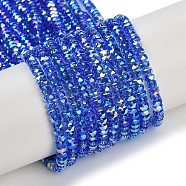 Electroplate Glass Beads Strands, Pearl Luster Plated, Faceted, Rondelle, Royal Blue, 3x4mm, Hole: 1mm, about 100pcs/strand, 12.60''(32cm)(GLAA-Q105-03H)