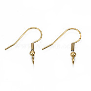 304 Stainless Steel Earring Hooks, Ear Wire, with Vertical Loop, Real 18K Gold Plated, 19~21x18mm, Hole: 2.5mm, 21 Gauge, Pin: 0.7mm(STAS-S111-003G)