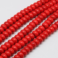 Synthetic Turquoise Beads Strands, Dyed, Rondelle, Red, 6x4mm, Hole: 1mm, about 88~90pcs/strand, 15 inch(X-TURQ-G109-6x4mm-11)
