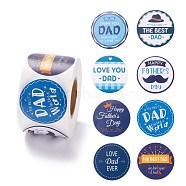 Father's Day Theme Paper Stickers, Self Adhesive Roll Sticker Labels, for Envelopes, Bubble Mailers and Bags, Flat Round with Word, Colorful, 4.1x6.6x0.01cm(X1-DIY-K038-03)