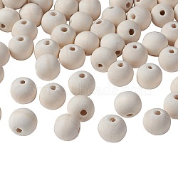 Unfinished Wood Beads, Natural Wooden Loose Beads Spacer Beads, Lead Free, Round, Moccasin, 14mm, Hole: 3.5mm(X-WOOD-S651-14mm-LF)