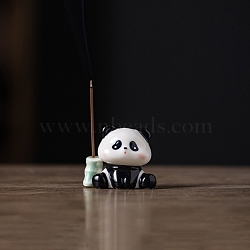 Ceramic Incense Burners, Panda Incense Holders, Home Office Teahouse Zen Buddhist Supplies, White, 33x43x51mm(PW-WGF5AA4-02)