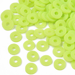 Handmade Polymer Clay Beads, Disc/Flat Round, Heishi Beads, Green Yellow, 6x1mm, Hole: 2mm, about 23500pcs/1000g(CLAY-TD001-6.0mm-01A)