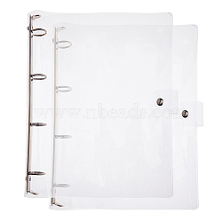 A4 6-Ring Transparent PP Plastic Binder Covers, with Alloy Findings, Rectangle, Clear, 315x265x30.5mm(DIY-WH0491-81C)