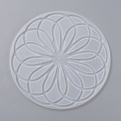 DIY Coaster Silicone Molds, Resin Casting Molds, For DIY UV Resin, Epoxy Resin Craft Making, Round with Mandala Pattern, White, 203x6mm, Inner Diameter: 197mm(X-DIY-Z005-03)