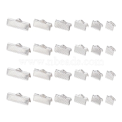 120Pcs 6 Styles Iron Ribbon Crimp Ends, Rectangle, Silver, 6~8x7~20mm, Hole: 1~2mm, 20Pcs/style(IFIN-YW0003-22)