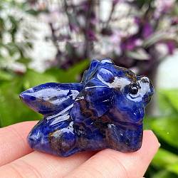 Natural Sodalite Carved Figurines Statues for Home Desktop Decoration, Dragon, 40mm(PW-WG05555-02)