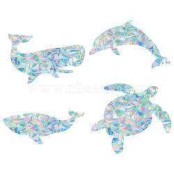 16 Sheets 4 Styles Waterproof PVC Colored Laser Stained Window Film Adhesive Static Stickers, Electrostatic Window Stickers, Colorful, Sea Animals, 120mm, 4 sheets/style(DIY-WH0314-062)