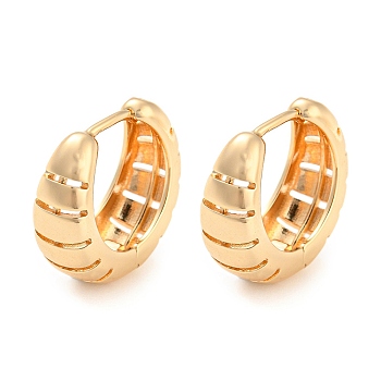 Rack Plating Brass Thick Hoop Earrings for Women, Horn, Light Gold, 19.5x8mm