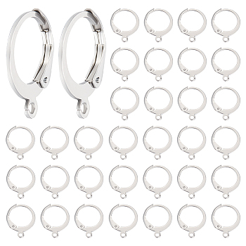 200Pcs 304 Stainless Steel Leverback Earring Findings, with Loop, Stainless Steel Color, 14.5x12x2mm, Hole: 1mm