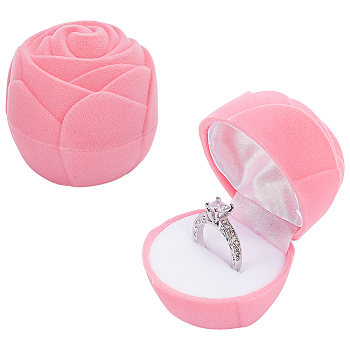 Rose Velet Jewelry Boxes, for Rings, Earrings, Pearl Pink, 5.1x5cm