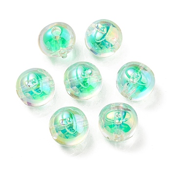 UV Plating Rainbow Iridescent Acrylic Beads, Two Tone Bead in Bead, Fruit, Medium Turquoise, 16x15.5x16.5mm, Hole: 3.5mm