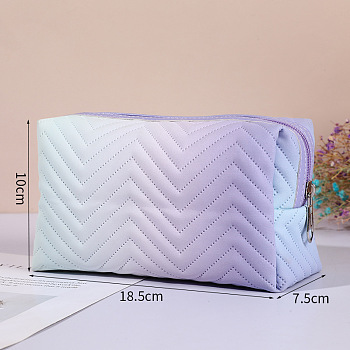 Gradient Portable PU Leather Makeup Storage Bag, Travel Cosmetic Bag, Multi-functional Wash Bag, with Pull Chain, Thistle, 10x18.5x7.5cm