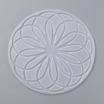 DIY Coaster Silicone Molds, Resin Casting Molds, For DIY UV Resin, Epoxy Resin Craft Making, Round with Mandala Pattern, White, 203x6mm, Inner Diameter: 197mm