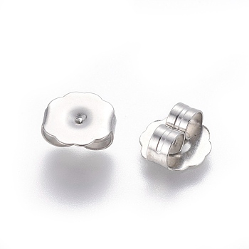 304 Stainless Steel Ear Nuts, Butterfly Earring Backs for Post Earrings, Stainless Steel Color, 9.5x9.5x4mm, Hole: 1mm